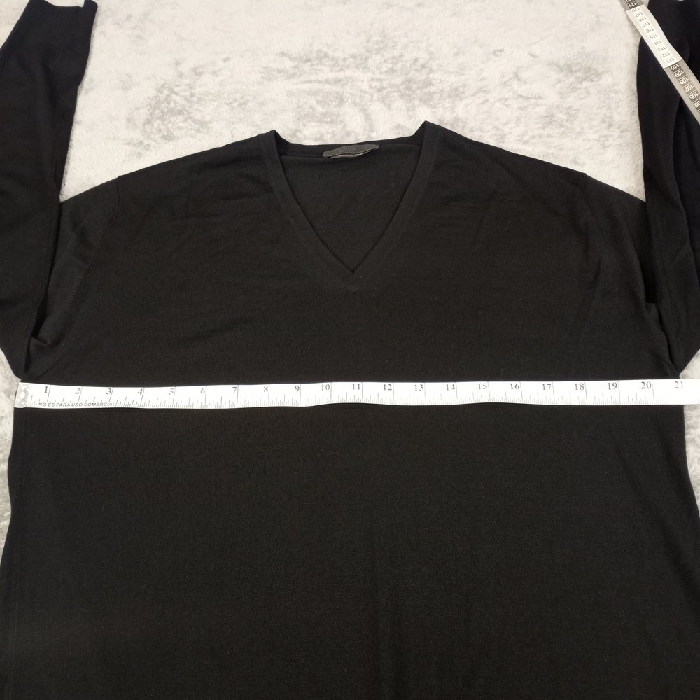 PRADA Women's  navy wool long sleeve V-neck classic sweater IT48  small - Picture 15 of 16